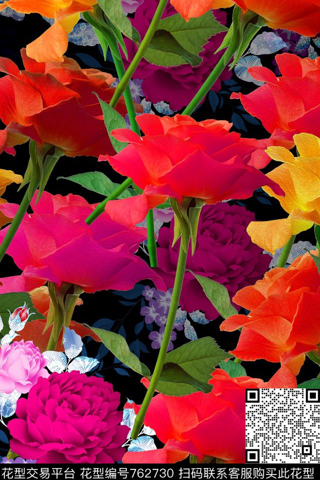 hua2.jpg - 762730 - 花卉 花朵 大花 - 数码印花花型 － 女装花型设计 － 瓦栏