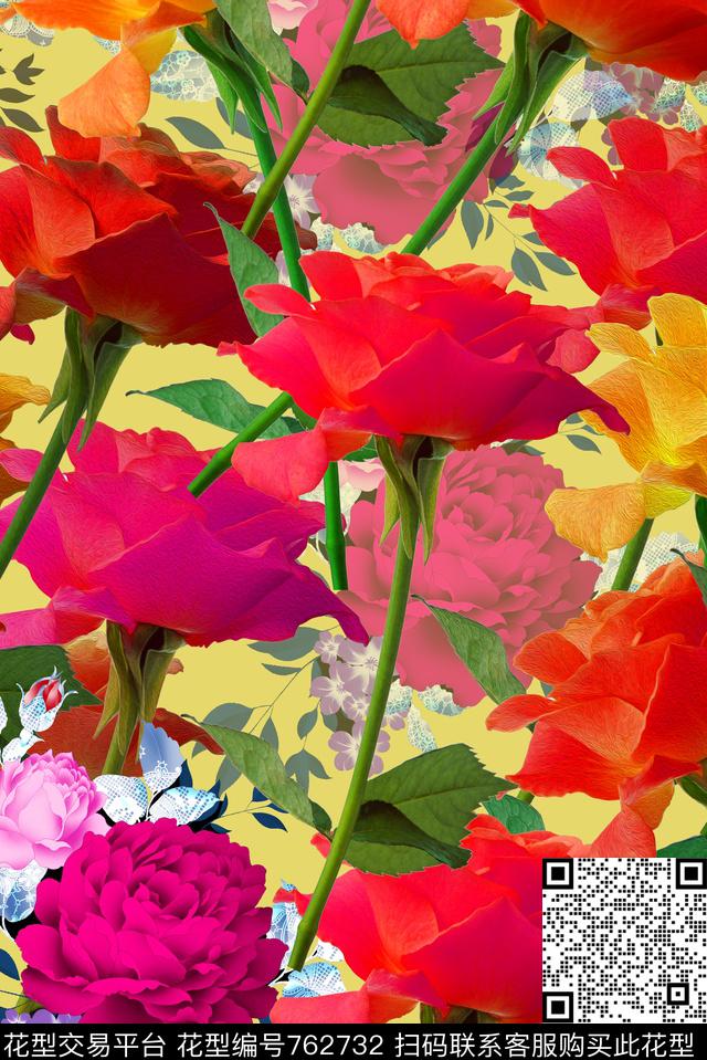 hua4.jpg - 762732 - 花卉 花朵 大花 - 数码印花花型 － 女装花型设计 － 瓦栏