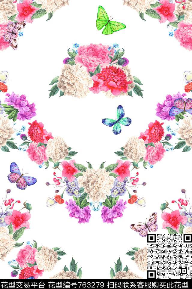 H 20161220 0.jpg - 763279 - 蝴蝶 花卉 女装 - 数码印花花型 － 女装花型设计 － 瓦栏