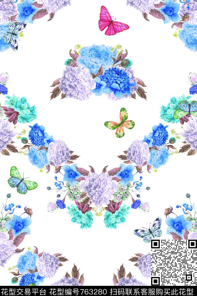 H 20161220 1.jpg - 763280 - 蝴蝶 花卉 女装 - 数码印花花型 － 女装花型设计 － 瓦栏