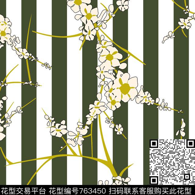 hyl0081.jpg - 763450 - 小碎花 花朵 条纹 - 传统印花花型 － 女装花型设计 － 瓦栏