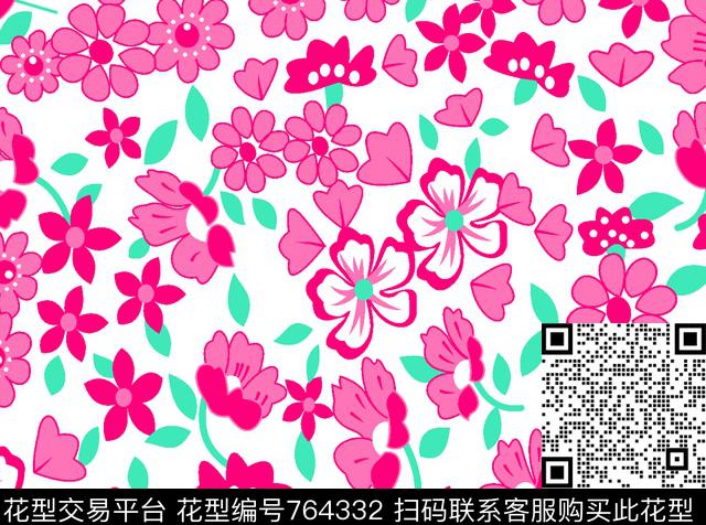 07404.tif - 764332 - 可爱 花卉 小碎花 - 传统印花花型 － 泳装花型设计 － 瓦栏