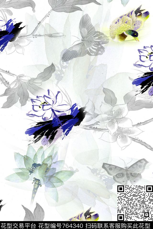 1-5.jpg - 764340 - 血红 花卉 透明花 - 数码印花花型 － 女装花型设计 － 瓦栏
