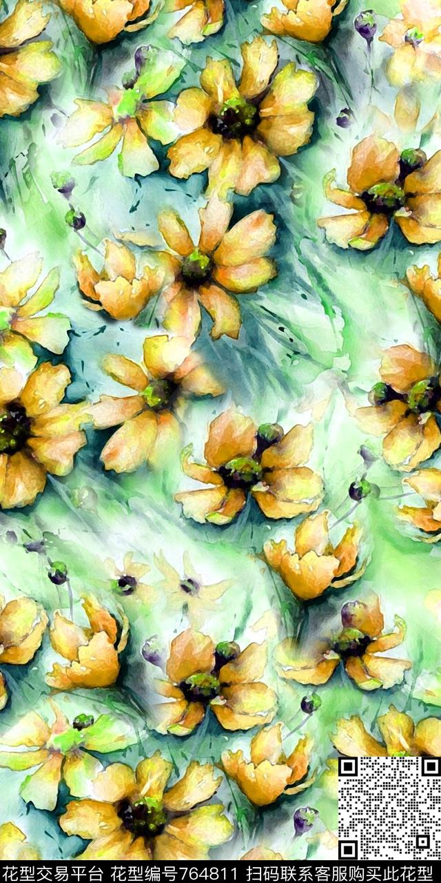 20161223-55S-1.jpg - 764811 - 花卉 数码花卉类 满版花 - 数码印花花型 － 女装花型设计 － 瓦栏