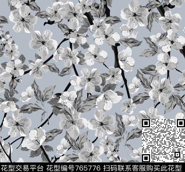 2.jpg - 765776 - 花卉 绣球花 DG - 数码印花花型 － 男装花型设计 － 瓦栏