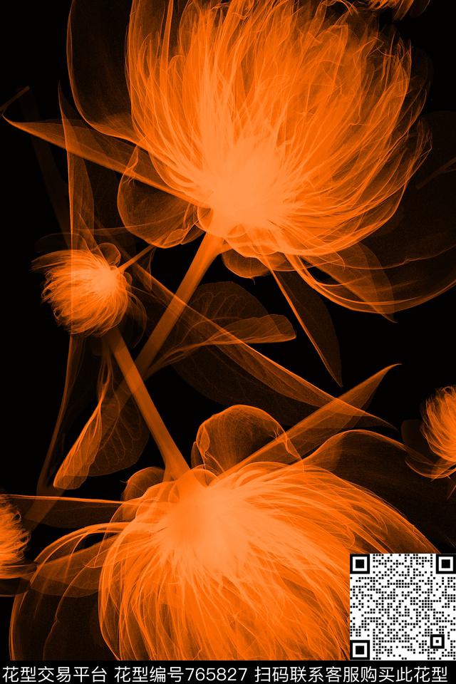 3-5.jpg - 765827 - 血红 花卉 透明花 - 数码印花花型 － 女装花型设计 － 瓦栏