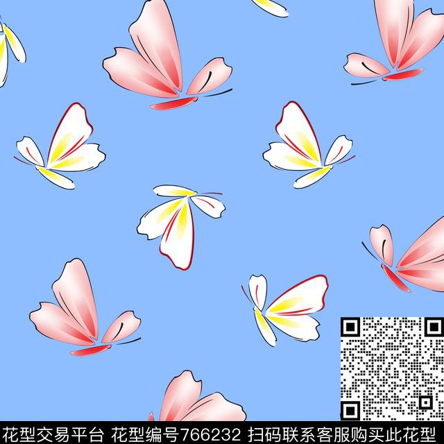 卡通蝴蝶.tif - 766232 - 卡通 1/2跳接 蝴蝶 - 传统印花花型 － 童装花型设计 － 瓦栏
