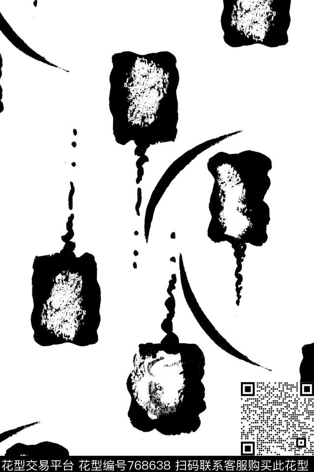 0102-3.jpg - 768638 - 休闲 黑白 抽象 - 数码印花花型 － 男装花型设计 － 瓦栏