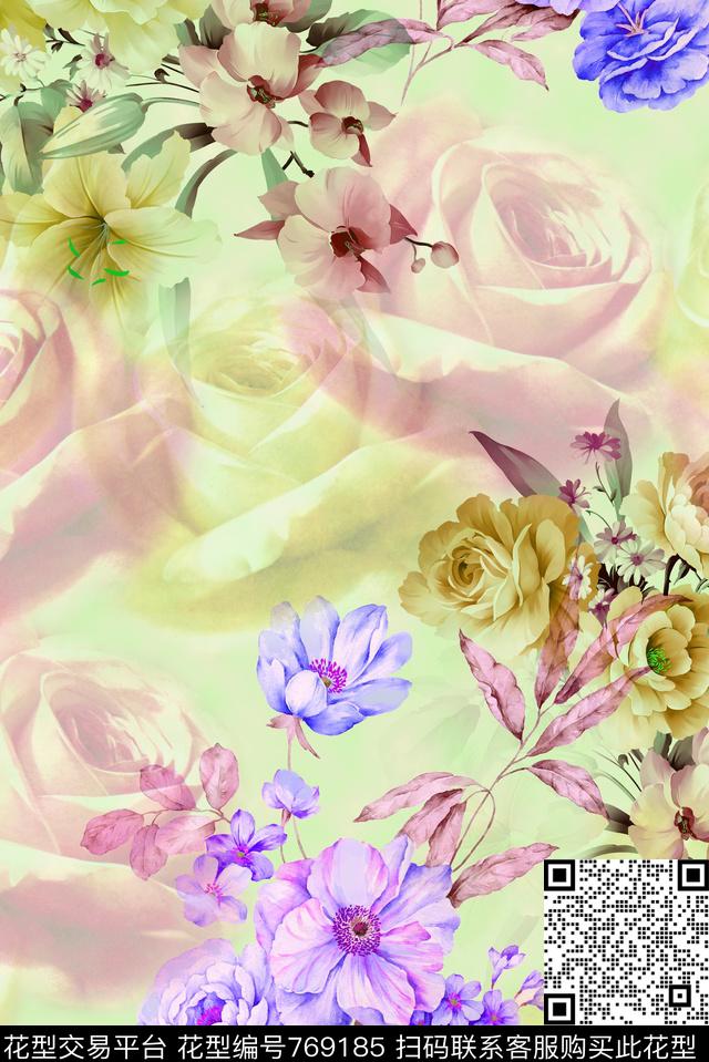 1229b02.jpg - 769185 - 大花 花朵 花卉 - 数码印花花型 － 女装花型设计 － 瓦栏