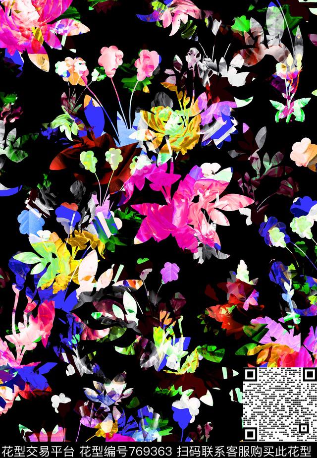 170103-2.tif - 769363 - 玫瑰 花朵 花卉 - 数码印花花型 － 女装花型设计 － 瓦栏