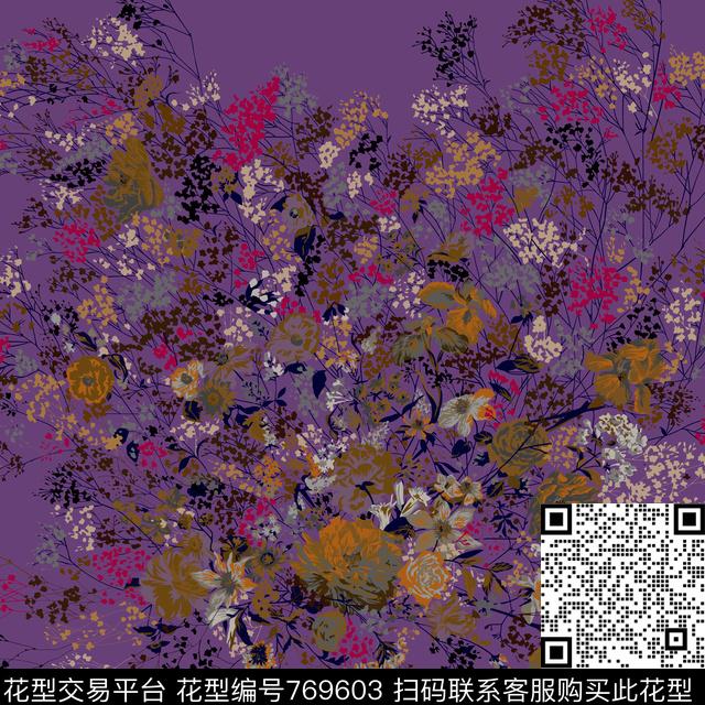 方巾小花朵9.tif - 769603 - 大方巾 方巾 小碎花 - 传统印花花型 － 方巾花型设计 － 瓦栏