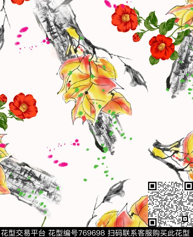 717.tif - 769698 - 日韩风 欧式 花卉 - 数码印花花型 － 女装花型设计 － 瓦栏