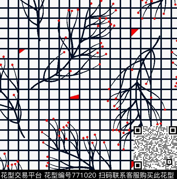 053.tif - 771020 - 方格 碎花 小方块 - 传统印花花型 － 男装花型设计 － 瓦栏