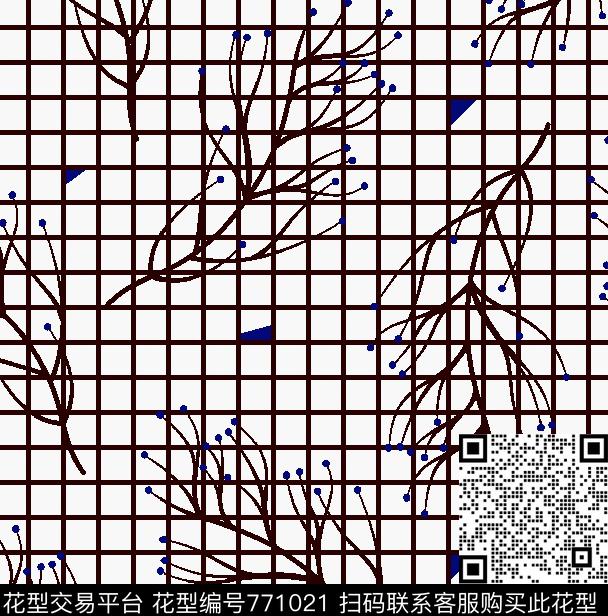 053-1.tif - 771021 - 方格 碎花 小方块 - 传统印花花型 － 男装花型设计 － 瓦栏