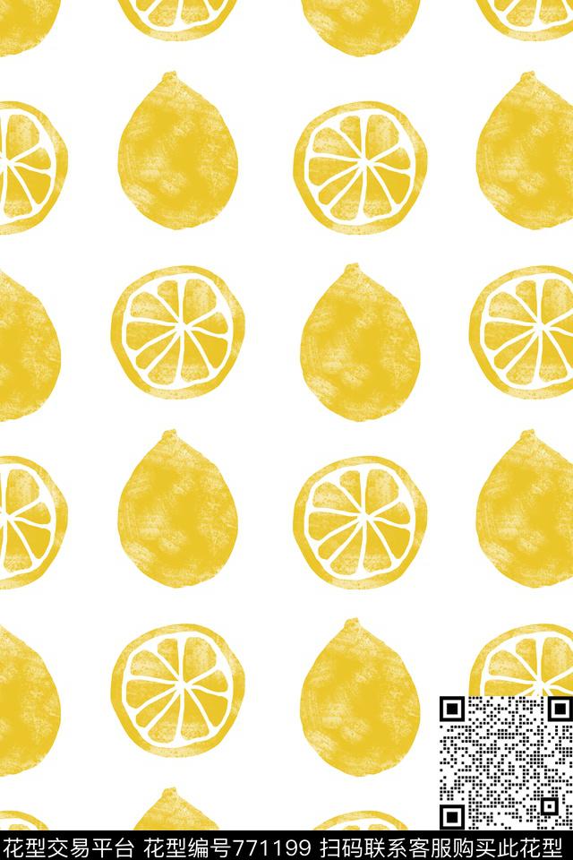 20170107 童装花型 lemon.jpg - 771199 - 柠檬 手绘 童装 - 传统印花花型 － 童装花型设计 － 瓦栏