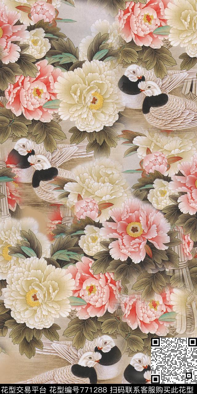 170107-1w.jpg - 771288 - 花卉 鸟 大花 - 数码印花花型 － 女装花型设计 － 瓦栏