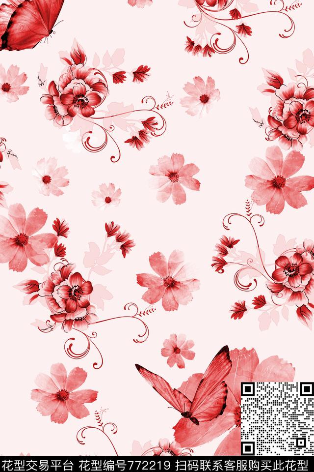1-3.jpg - 772219 - 小碎花 花卉 蝴蝶 - 数码印花花型 － 女装花型设计 － 瓦栏