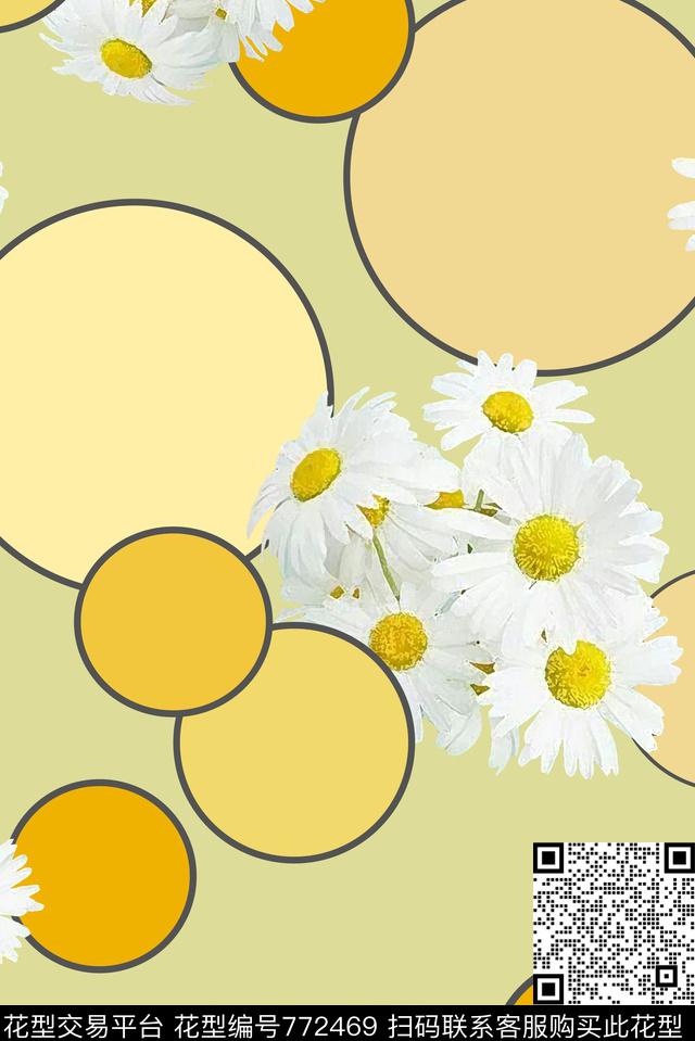 未标题-1.jpg - 772469 - 手绘花卉 圆形 创意 - 数码印花花型 － 女装花型设计 － 瓦栏