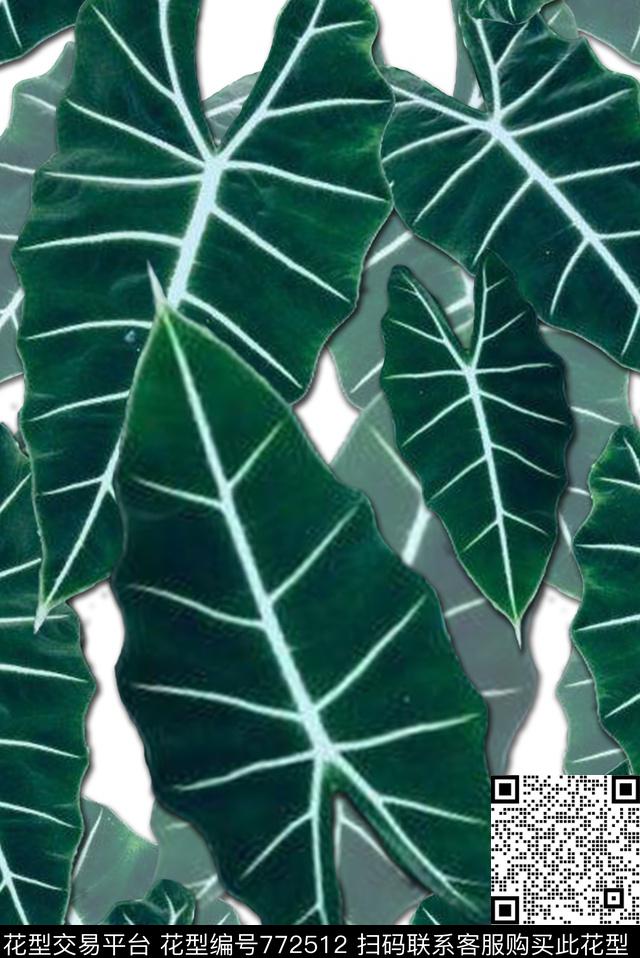 葉子.jpg - 772512 - 热带 绿植 叶子 - 传统印花花型 － 男装花型设计 － 瓦栏