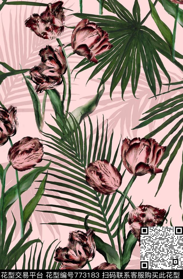 170109-1.jpg - 773183 - 郁金香 花卉 - 数码印花花型 － 女装花型设计 － 瓦栏