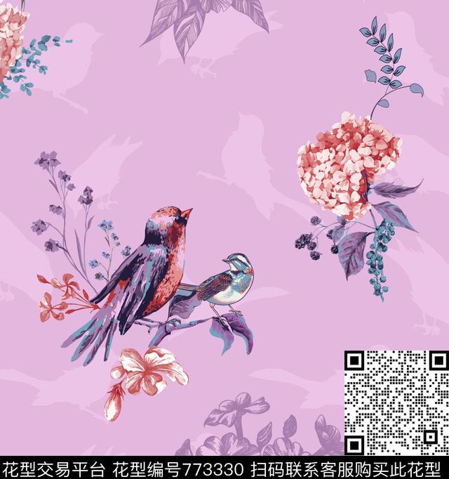 1副本.jpg - 773330 - 花鸟、装饰、绣球花 - 传统印花花型 － 沙发布花型设计 － 瓦栏