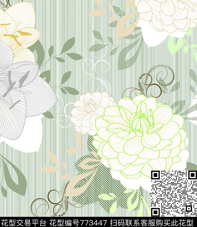 沙发面料2A版配色3.jpg - 773447 - 装饰、现代 花卉 - 传统印花花型 － 沙发布花型设计 － 瓦栏