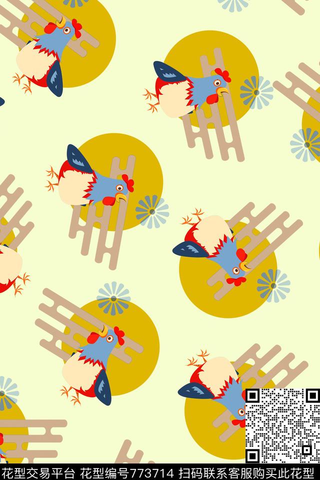 鸡3.jpg - 773714 - 婴童 小鸡 卡通 - 数码印花花型 － 童装花型设计 － 瓦栏