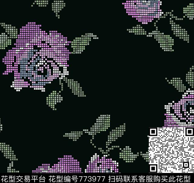 17-003.tif - 773977 - 小碎花 花卉 乱花 - 传统印花花型 － 女装花型设计 － 瓦栏