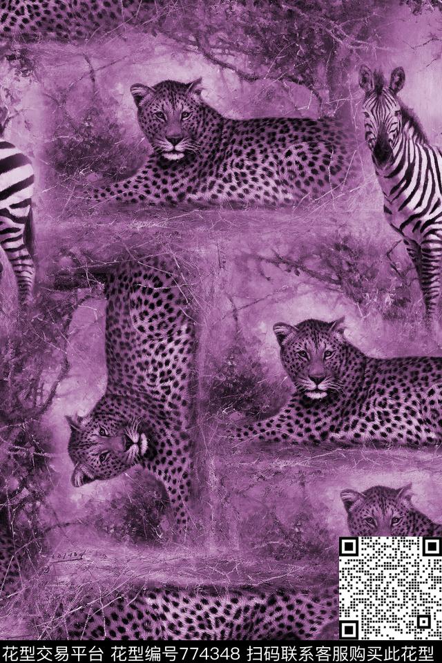 虎皮斑马3.jpg - 774348 - 动物迷彩 豹纹 斑马纹 - 数码印花花型 － 女装花型设计 － 瓦栏