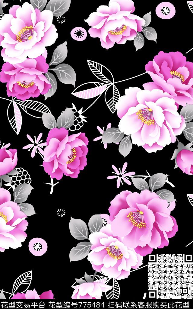 00000005.tif - 775484 - 花朵 色块 花瓣 - 传统印花花型 － 女装花型设计 － 瓦栏