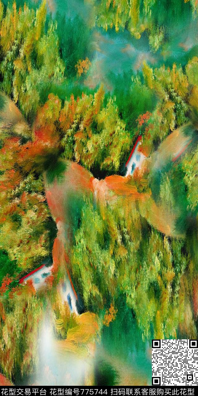 F170117-2.jpg - 775744 - 森林 树林 风景 - 数码印花花型 － 女装花型设计 － 瓦栏