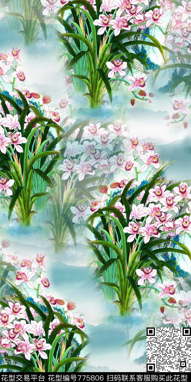 284f.jpg - 775806 - 花卉 手绘 数码印花 - 数码印花花型 － 女装花型设计 － 瓦栏