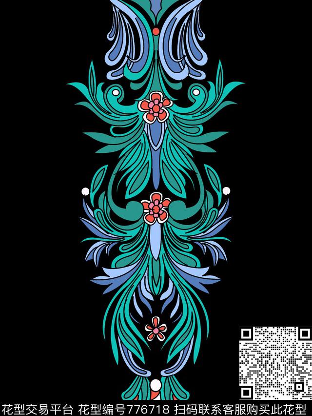 0119-2-0.jpg - 776718 - 艳丽 中国风 刺绣 - 传统印花花型 － 女装花型设计 － 瓦栏