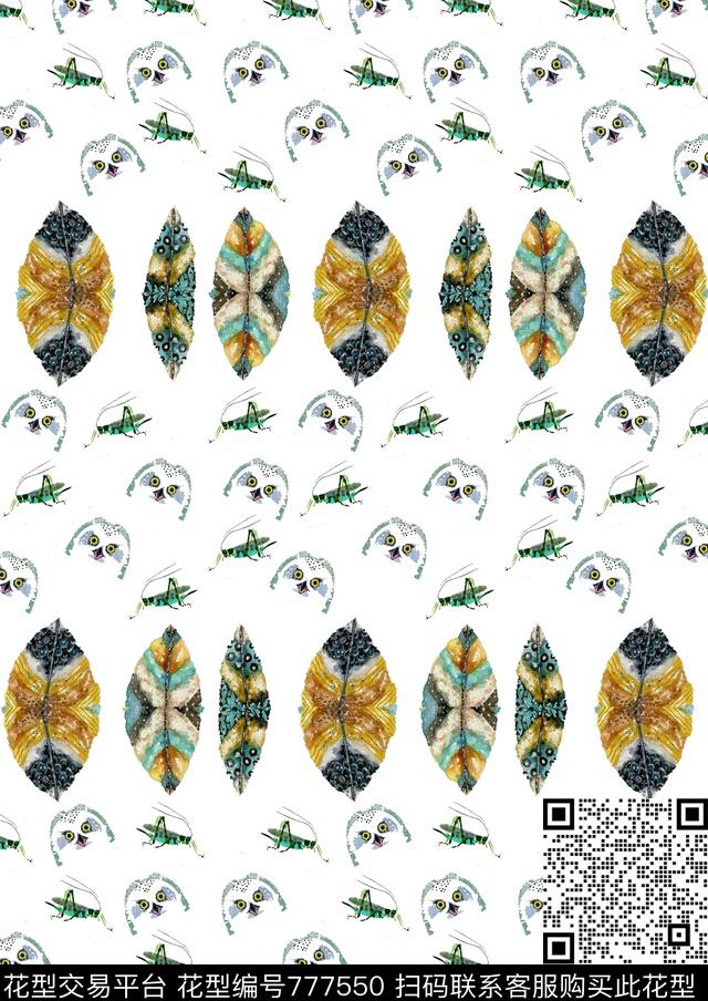 未标题-1.jpg - 777550 - 昆虫 P羽毛艺术 趣味卡通 - 数码印花花型 － 雨伞花型设计 － 瓦栏