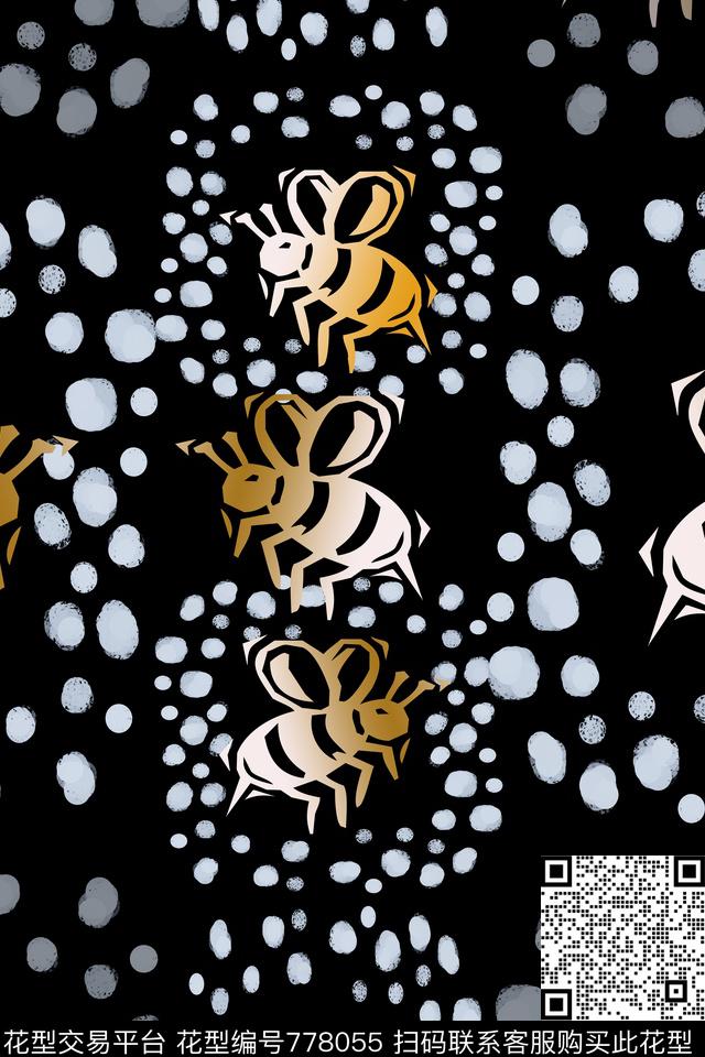 170226-泳装dz-6-1.jpg - 778055 - 鸟昆虫图案 动物图案 卡通蜜蜂 - 传统印花花型 － 泳装花型设计 － 瓦栏