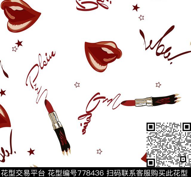 WL41-2.jpg - 778436 - 嘴唇 SLY 口红 - 数码印花花型 － 女装花型设计 － 瓦栏
