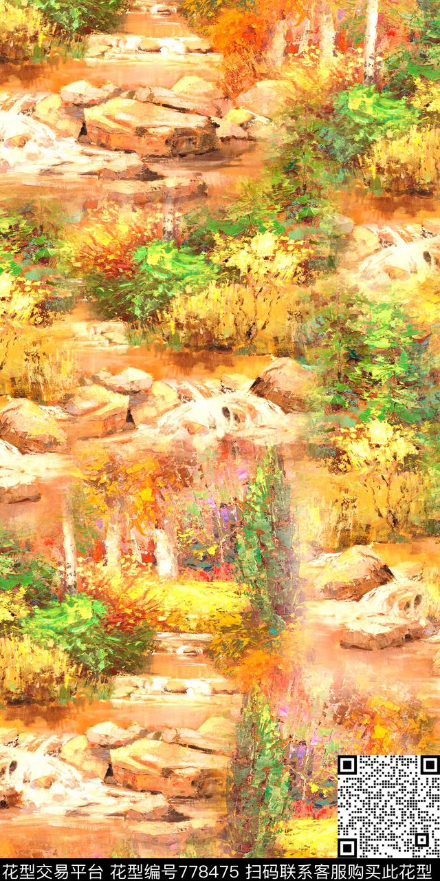 170205-11S.jpg - 778475 - 风景 山水 树林 - 数码印花花型 － 女装花型设计 － 瓦栏