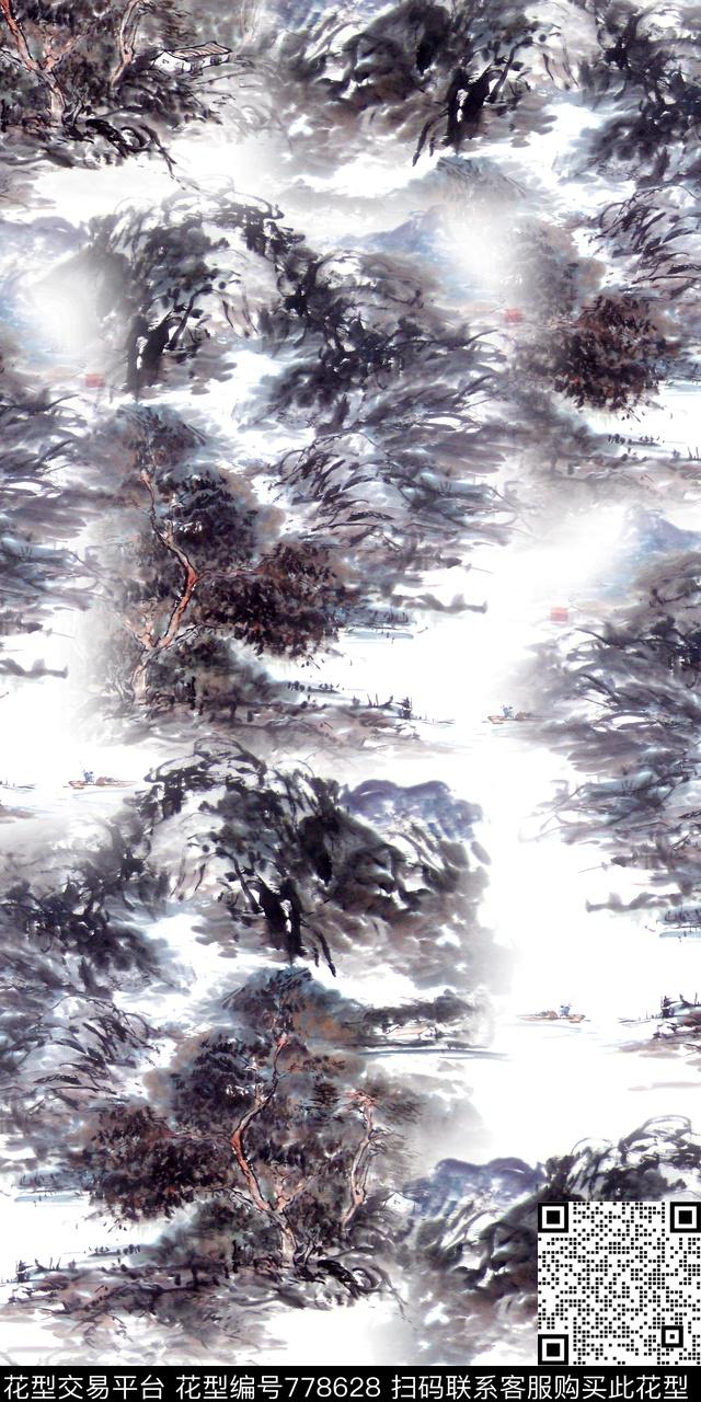170205-13S.jpg - 778628 - 树林 风景 山水 - 数码印花花型 － 女装花型设计 － 瓦栏