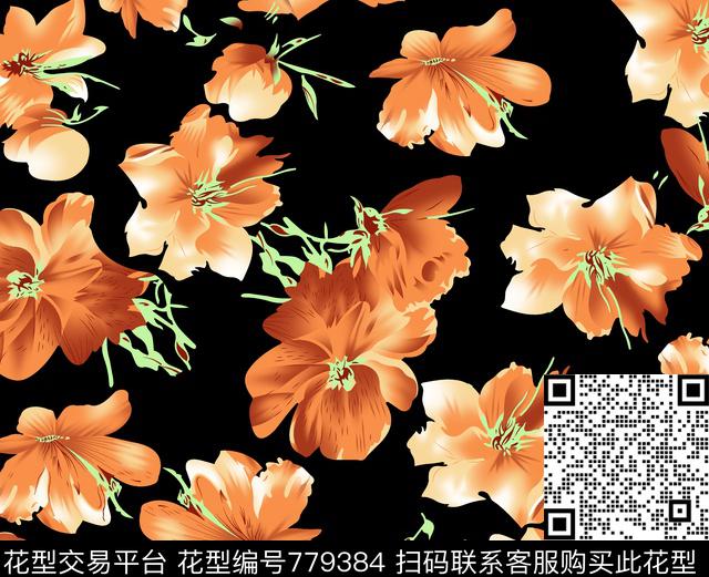 17-2-004.tif - 779384 - 花朵 小碎花 花卉 - 传统印花花型 － 女装花型设计 － 瓦栏