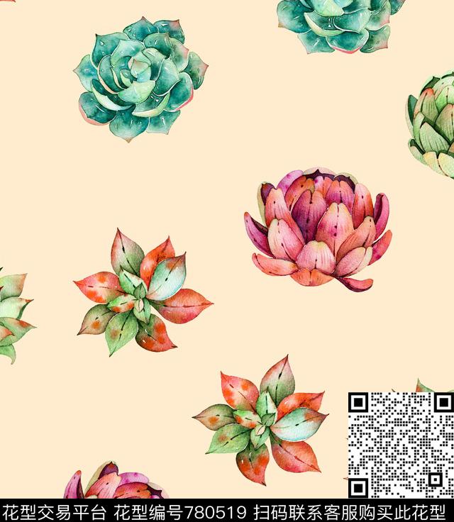 20.jpg - 780519 - 热带 印第安 植物 - 数码印花花型 － 女装花型设计 － 瓦栏