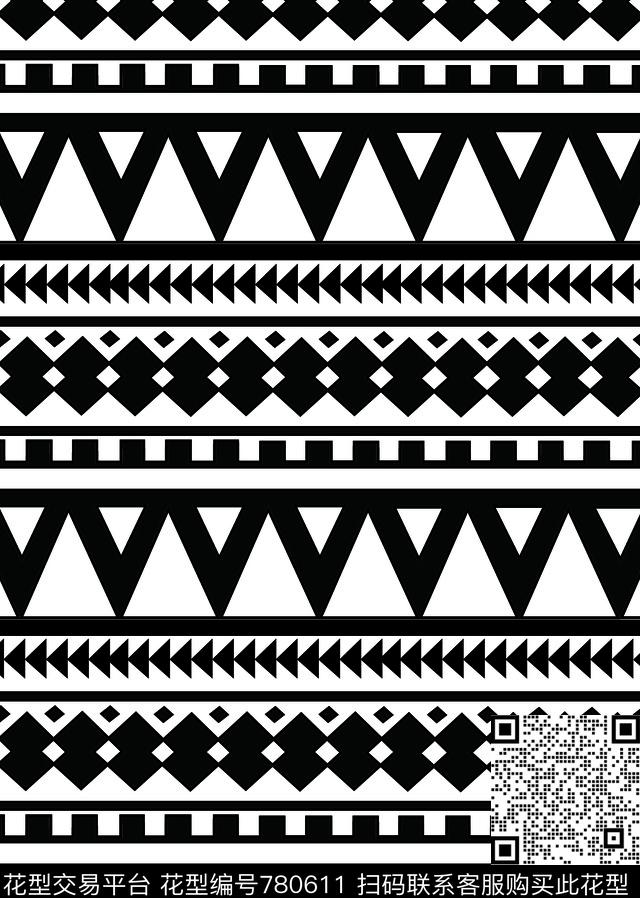 未标题-1.jpg - 780611 - 几何 黑白 不规则 - 数码印花花型 － 女装花型设计 － 瓦栏