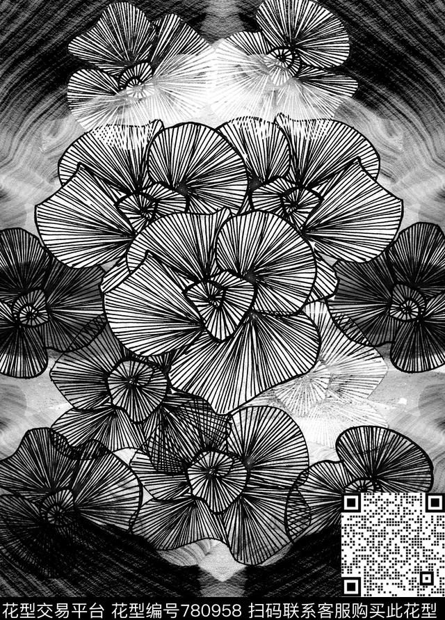 抽象.jpg - 780958 - 荷花 花朵 花卉 - 数码印花花型 － 女装花型设计 － 瓦栏