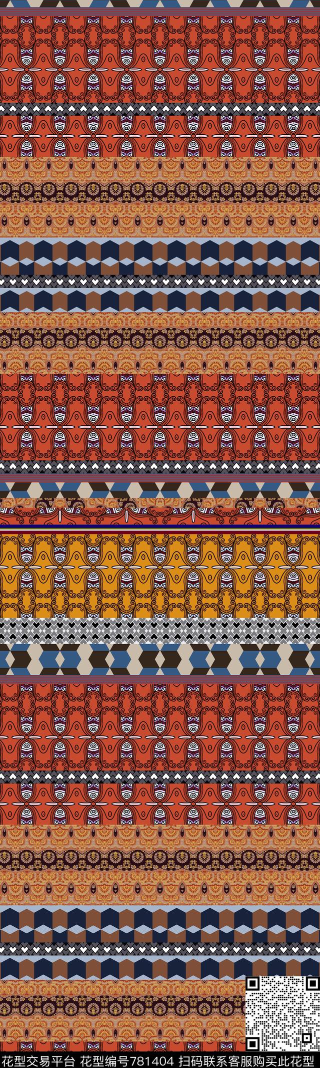 2016030.jpg - 781404 - 民族风 几何 定位 - 传统印花花型 － 女装花型设计 － 瓦栏