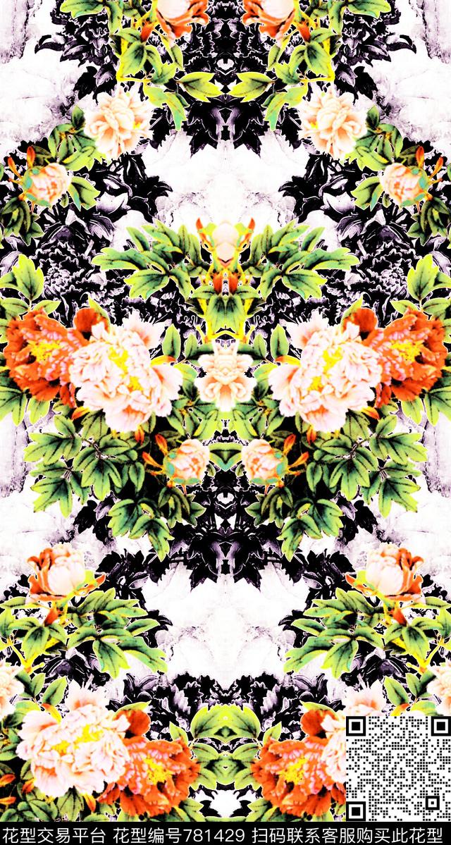 2016042C.jpg - 781429 - 模糊效果 定位 镜像 - 数码印花花型 － 女装花型设计 － 瓦栏
