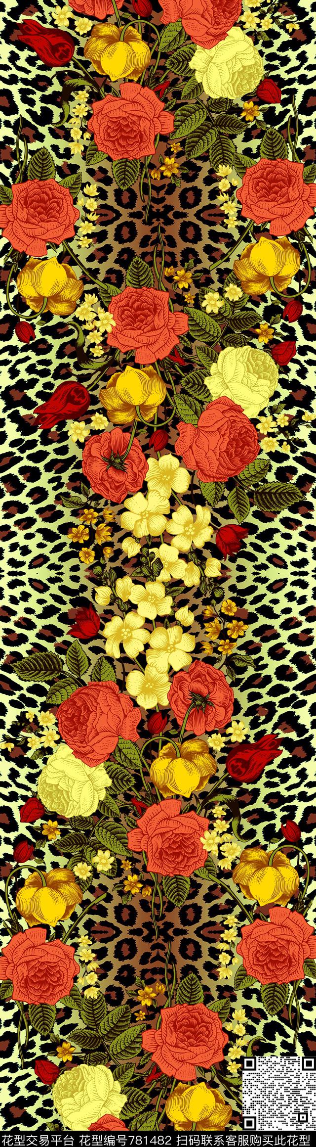 2016047B.jpg - 781482 - 动物纹 豹纹 花卉 - 数码印花花型 － 女装花型设计 － 瓦栏