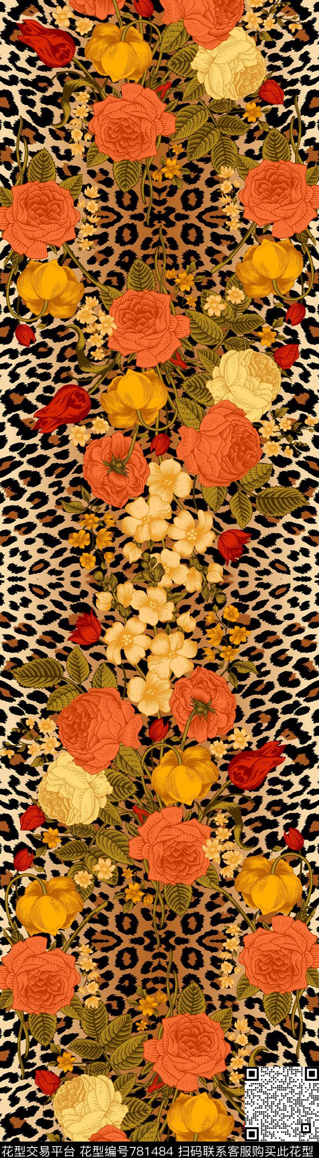 2016047C.jpg - 781484 - 动物纹 豹纹 花卉 - 数码印花花型 － 女装花型设计 － 瓦栏