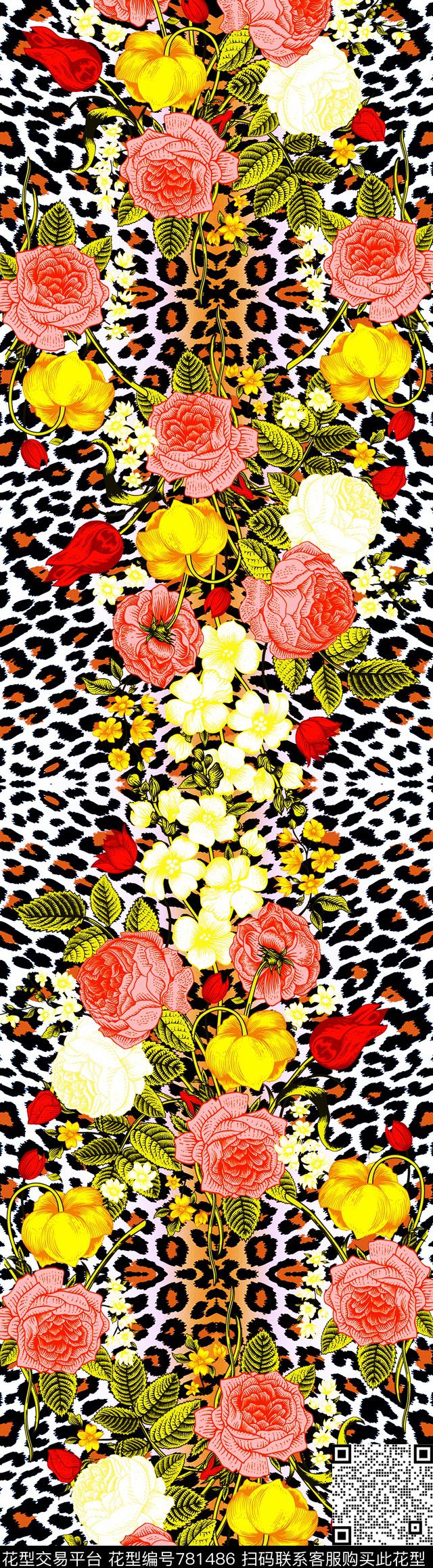 2016047D.jpg - 781486 - 动物纹 豹纹 花卉 - 数码印花花型 － 女装花型设计 － 瓦栏