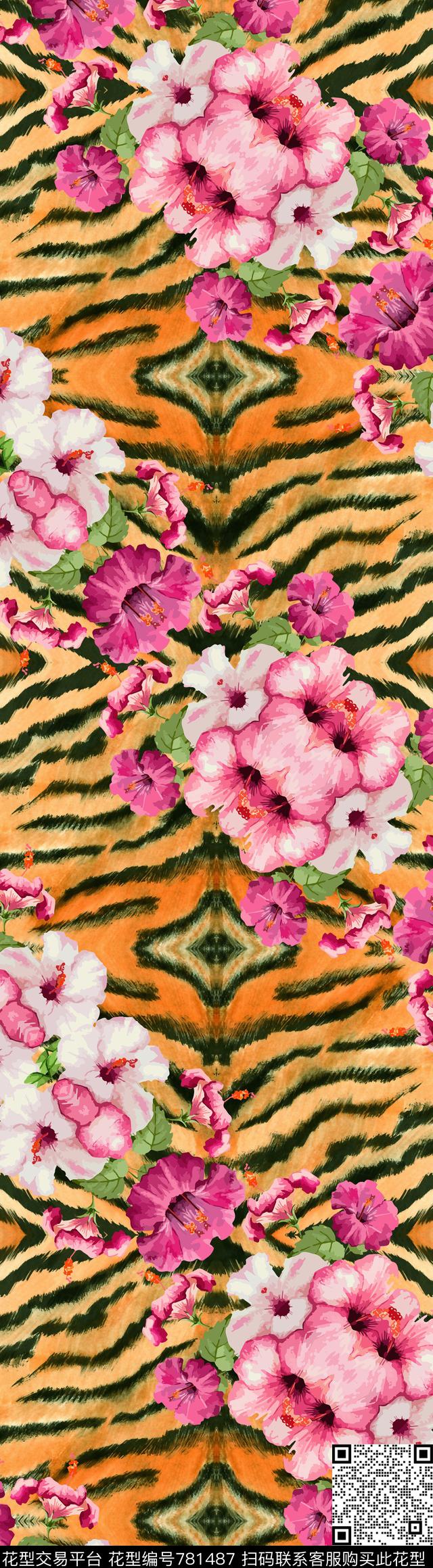 2016048.jpg - 781487 - 动物纹 花卉 定位 - 数码印花花型 － 女装花型设计 － 瓦栏