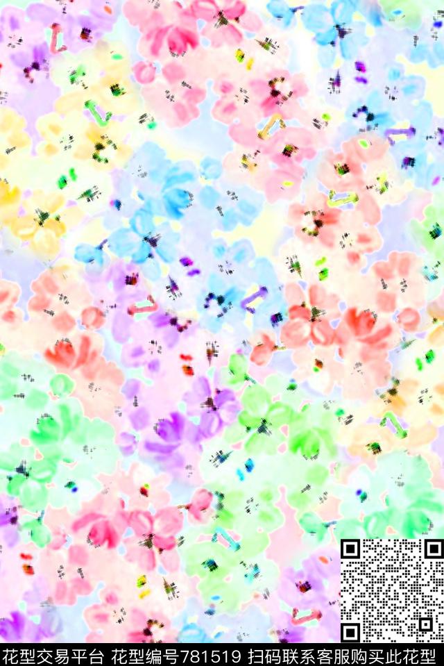 2016053B.jpg - 781519 - 朦胧花卉 满版 模糊效果 - 数码印花花型 － 女装花型设计 － 瓦栏
