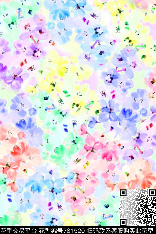 2016053C.jpg - 781520 - 朦胧花卉 满版 模糊效果 - 数码印花花型 － 女装花型设计 － 瓦栏